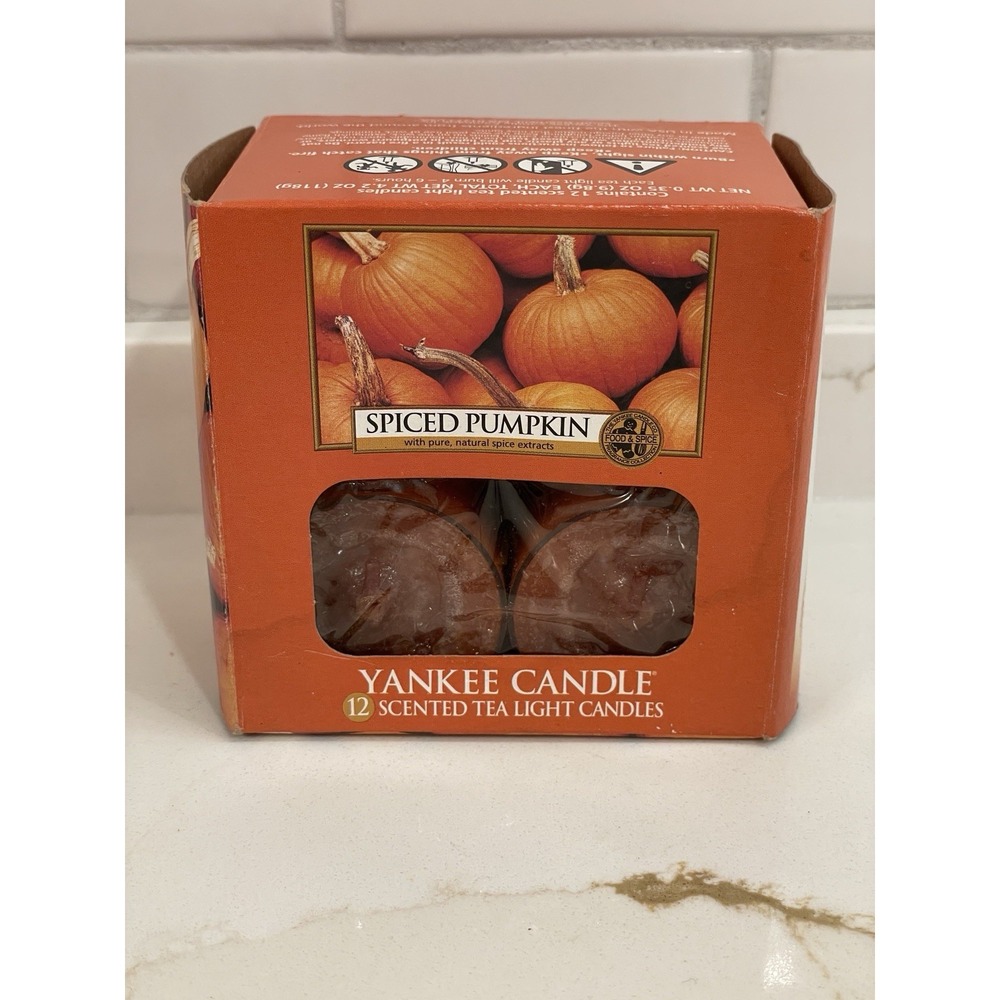 Yankee Candle Spiced Pumpkin Tea Light T/L Candles 12 Count 0.35 oz New Box‎